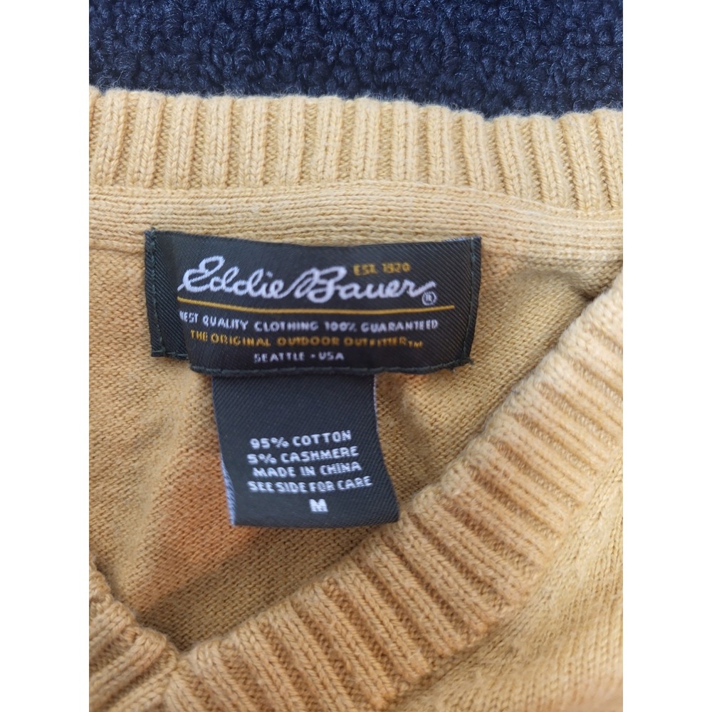 Eddie Bauer Sweatshirt Men Large Yellow Crew Neck Embroidered Relaxed Logo